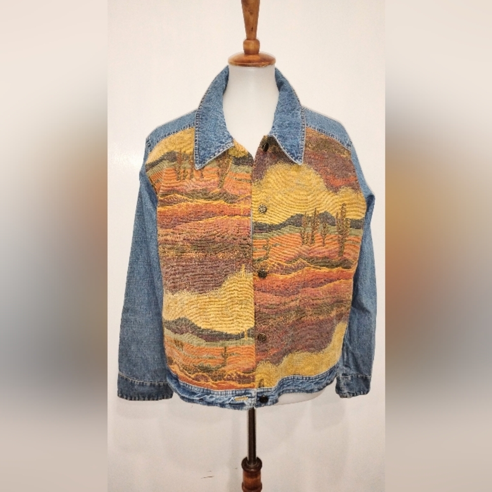 RETRO DESERT SCENE DENIM JACKET - Picture 4 of 11